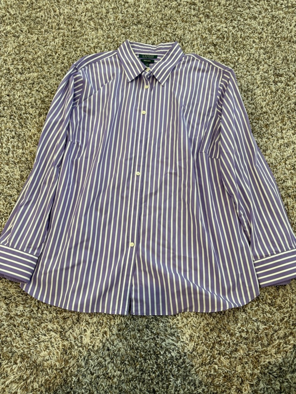 Ralph Lauren Purple and White Striped Dress Shirt 3xl - Picture 3 of 10